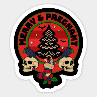 Goth Merry & Pregnant Christmas Sticker