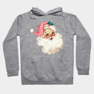Retro Santa Claus Mid Century Modern Pink Cute Hoodie