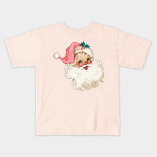 Retro Santa Claus Mid Century Modern Pink Cute Kids T-Shirt