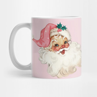 Retro Santa Claus Mid Century Modern Pink Cute Mug