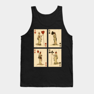 Vintage Playing Cards: Queens of Spades, Hearts, Diamonds, and Clubs Tank Top