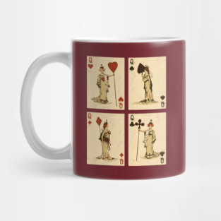 Vintage Playing Cards: Queens of Spades, Hearts, Diamonds, and Clubs Mug