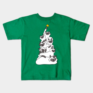 Christmas Tree Siamese Cat Kids T-Shirt