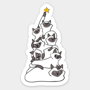 Christmas Tree Siamese Cat Sticker