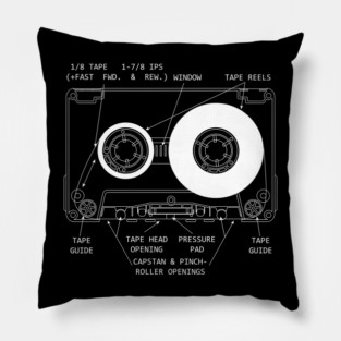 Anatomy of a Cassette Tape V2 Pillow