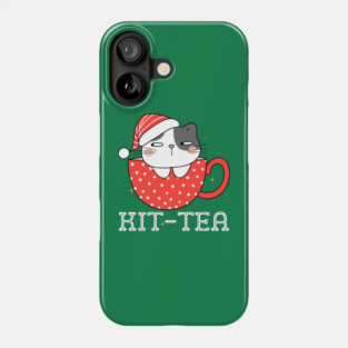 Christmas Cat Santa Kit Tea Phone Case