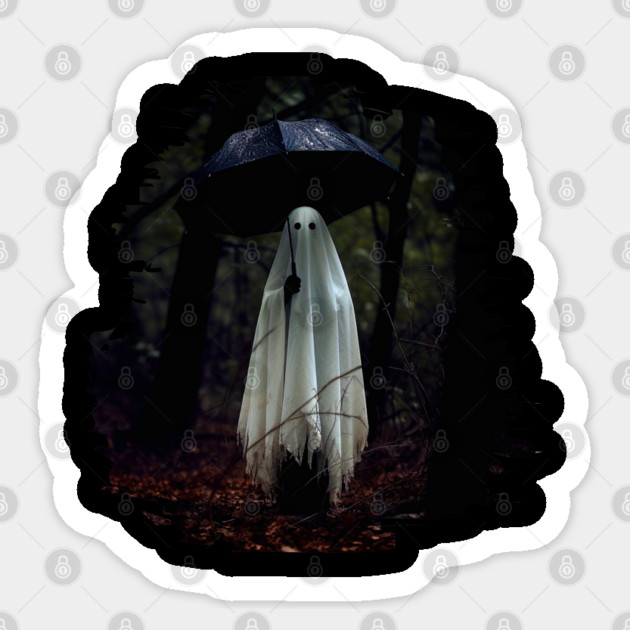 Spooky Gothic Ghost in the Woods Halloween design Sticker by Luxinda