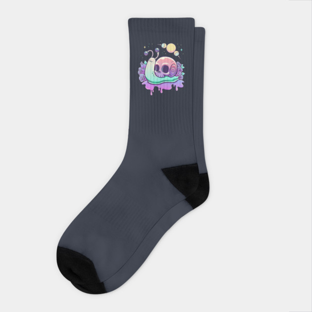 Gothic Pastel Snail Skull Socks by GoshWow®