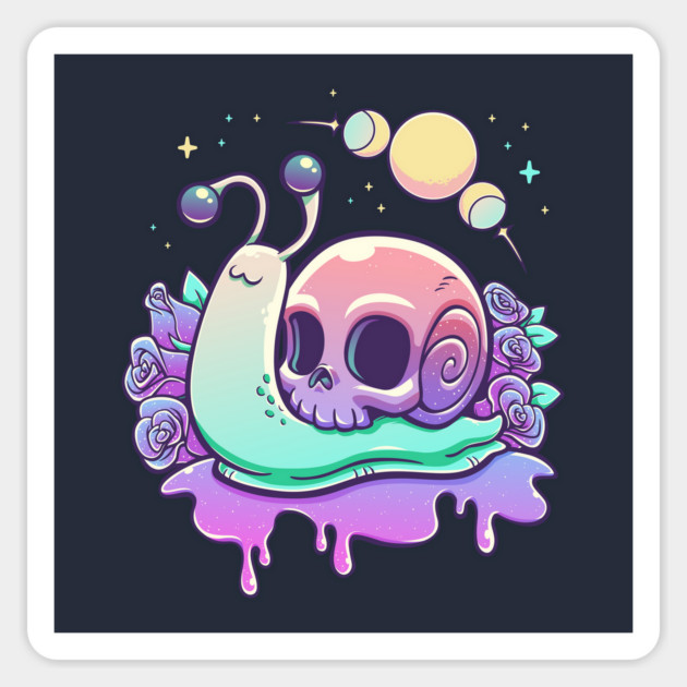 Gothic Pastel Snail Skull Magnet by GoshWow®