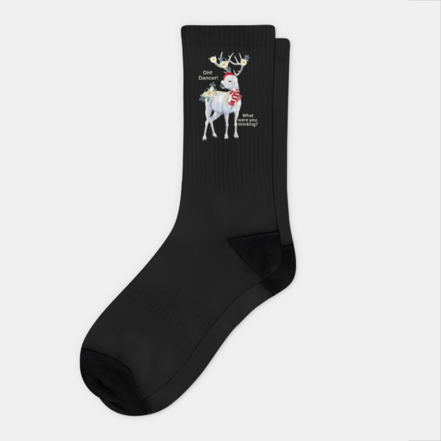 Oh Dancer Christmas Reindeer Socks by Jo Palmer