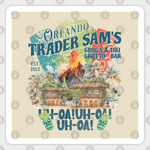 Trader Sam's Grogs Grotto and Tiki Bar Orlando Distressed Look Sticker by Joaddo