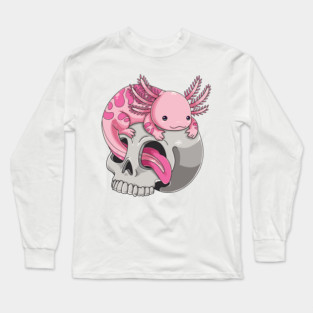 Axolotl on the Skull Throne: Reign of Cuteness Long Sleeve T-Shirt