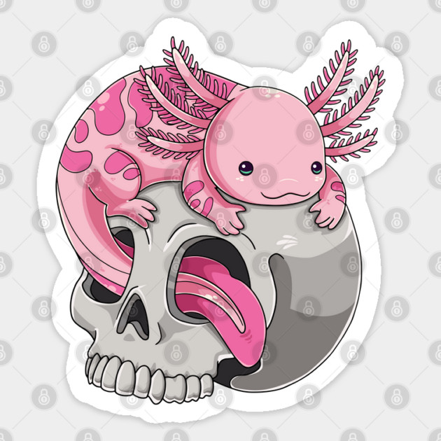 Axolotl on the Skull Throne: Reign of Cuteness Sticker by GoshWow®