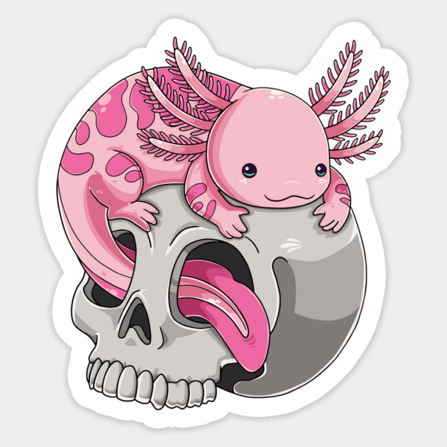Axolotl on the Skull Throne: Reign of Cuteness Magnet by GoshWow®