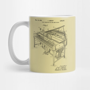 Piano Player Gifts - 1950 Grand Piano Patent Print Mug