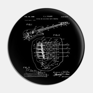 Bass Guitar Player Gift - Patent Blueprint 1969 Pin