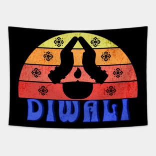 Retro Sunset Diwali Tapestry