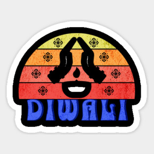 Retro Sunset Diwali Sticker