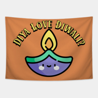 Diya Love Diwali pun Tapestry