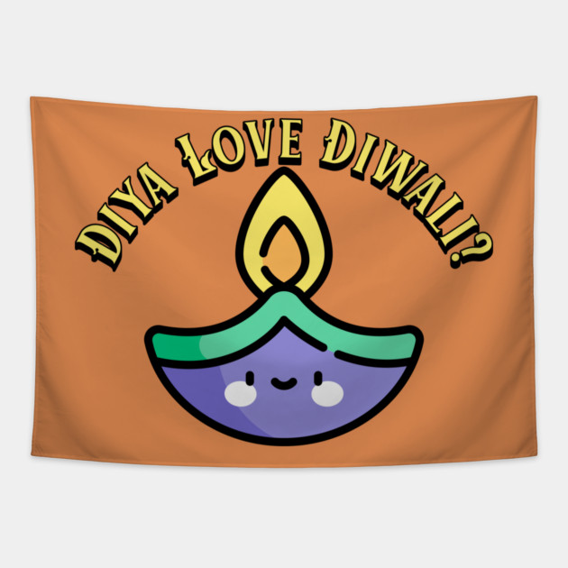 Diya Love Diwali pun Tapestry by HolidayBug