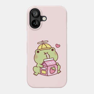 Cute Frog Loves Strawberry Milk Phone Case