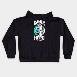Gamer by Day Hero by Night Kids Hoodie