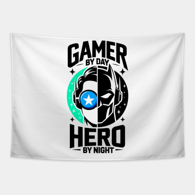 Gamer by Day Hero by Night Tapestry by Frank Ring