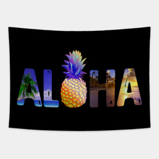 Tropical Luau Costume Party Tee Pineapple hibiscus flowers T-Shirt Tapestry