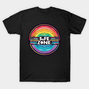 LGBT Safe zone Sign Rainbow Retro T-Shirt