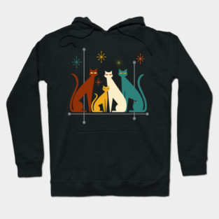 Retro Mid-Century Modern Look Cats 50s 60s Style Hoodie