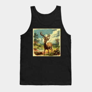 Deer Hunting Cartoon Vintage Fun Hunting Tank Top