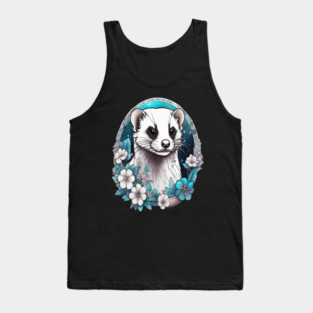 Ferret In Cottage Core and Filigree Style Art Tank Top