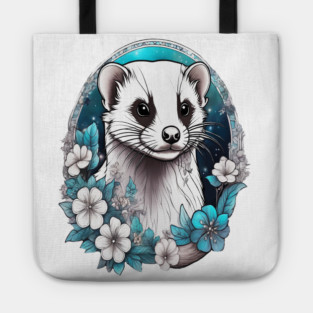 Ferret In Cottage Core and Filigree Style Art Tote