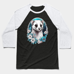 Ferret In Cottage Core and Filigree Style Art Baseball T-Shirt