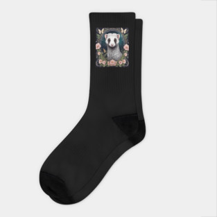 Ferret In Cottage Core and Filigree Style Art Socks