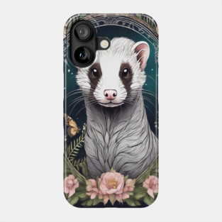 Ferret In Cottage Core and Filigree Style Art Phone Case
