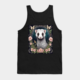 Ferret In Cottage Core and Filigree Style Art Tank Top