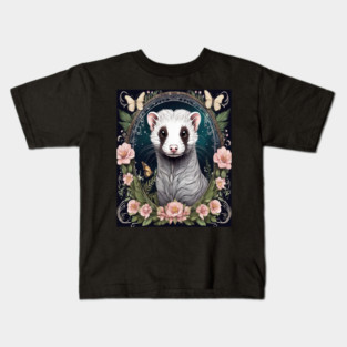 Ferret In Cottage Core and Filigree Style Art Kids T-Shirt