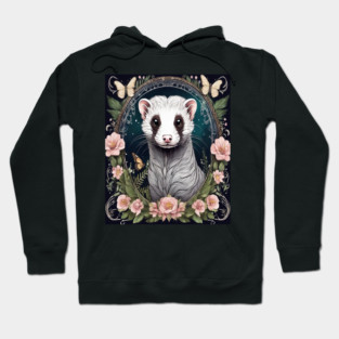 Ferret In Cottage Core and Filigree Style Art Hoodie