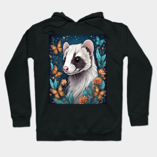 Ferret In Cottage Core and Filigree Style Art Hoodie