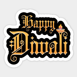 Elegant Happy Diwali Diya Sticker