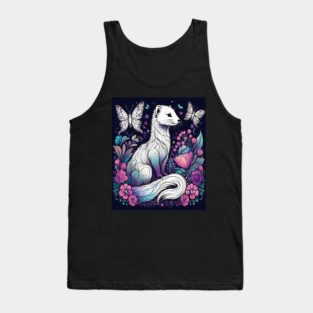 Ferret In Cottage Core and Filigree Style Art Tank Top