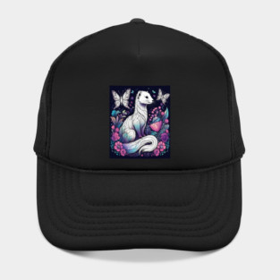 Ferret In Cottage Core and Filigree Style Art Hat