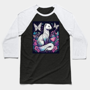 Ferret In Cottage Core and Filigree Style Art Baseball T-Shirt