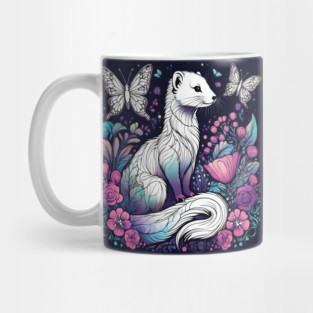 Ferret In Cottage Core and Filigree Style Art Mug