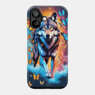 Wolf Stepping Through A Smoky Swirl Of Butterflies Phone Case