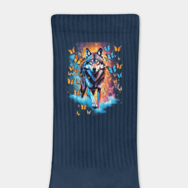 Wolf Stepping Through A Smoky Swirl Of Butterflies by BirdsnStuff