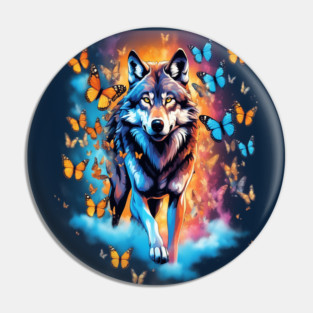 Wolf Stepping Through A Smoky Swirl Of Butterflies Pin