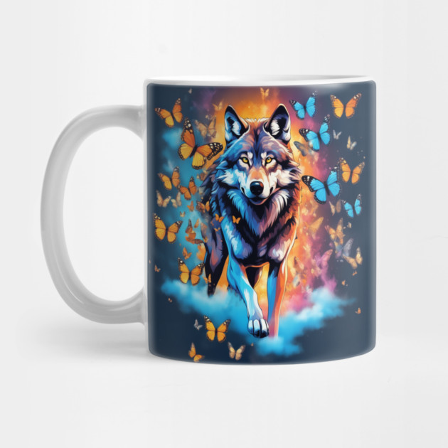Wolf Stepping Through A Smoky Swirl Of Butterflies by BirdsnStuff