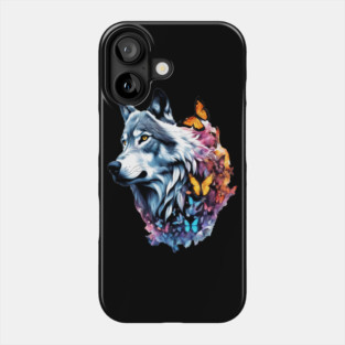 Wolf Stepping Through A Smoky Swirl Of Butterflies Phone Case